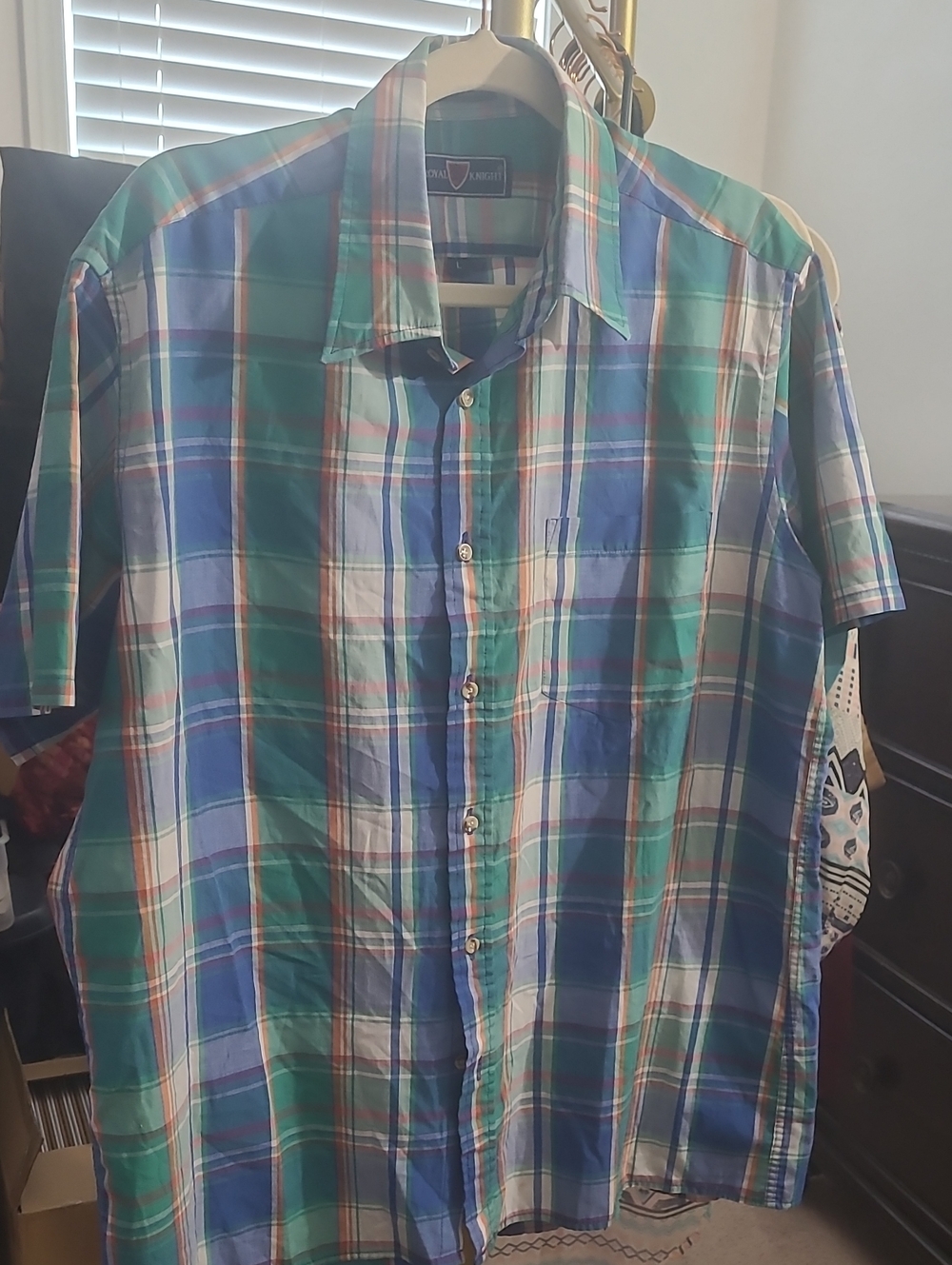 ROYAL KNIGHT_Short-sleeve Plaid Button-down Shirt